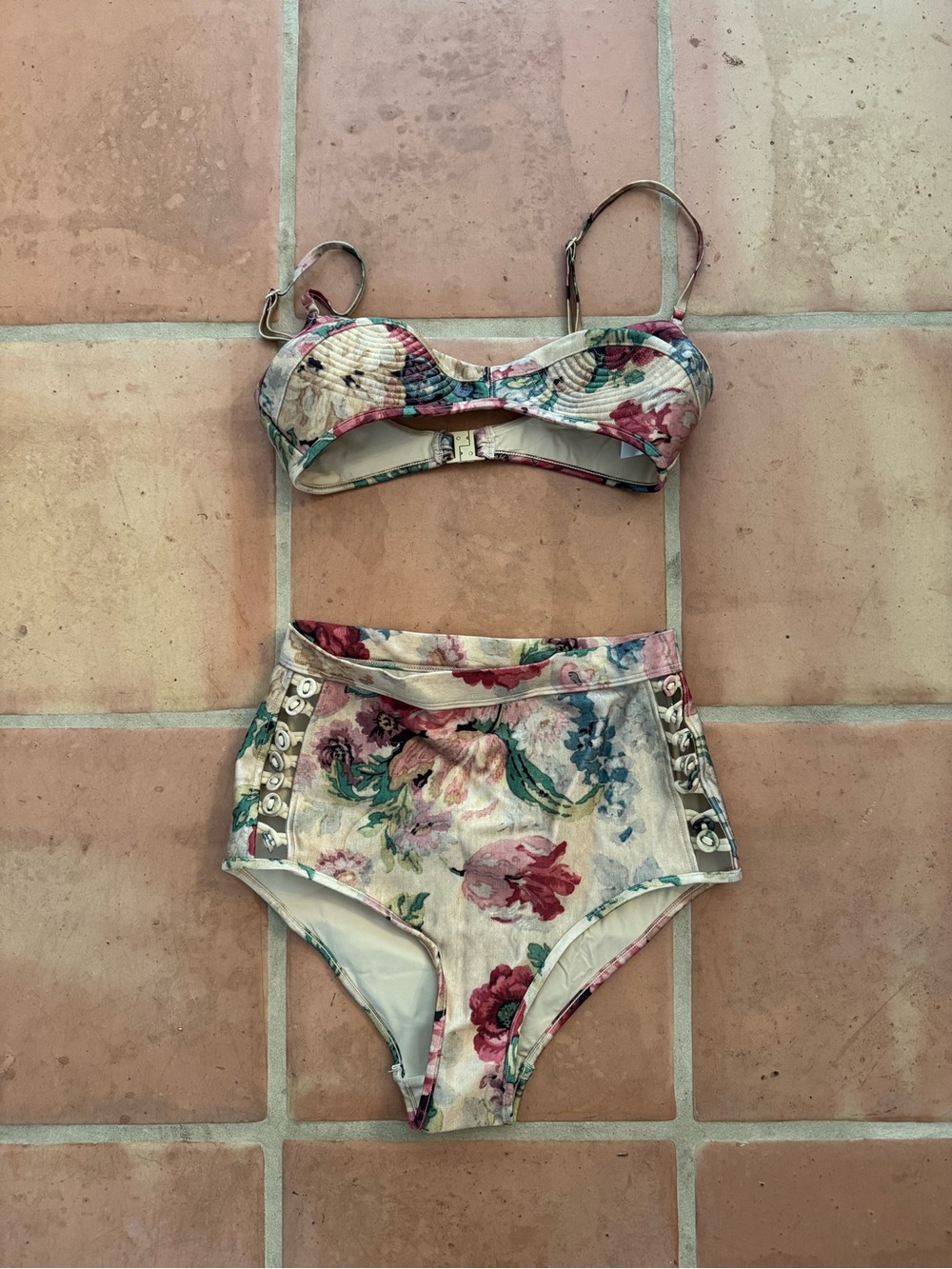 Zimmermann Melody High Waisted Bikini BOTTOMS in Floral - Size 3 / US 8-10 NWT - Picture 6 of 6